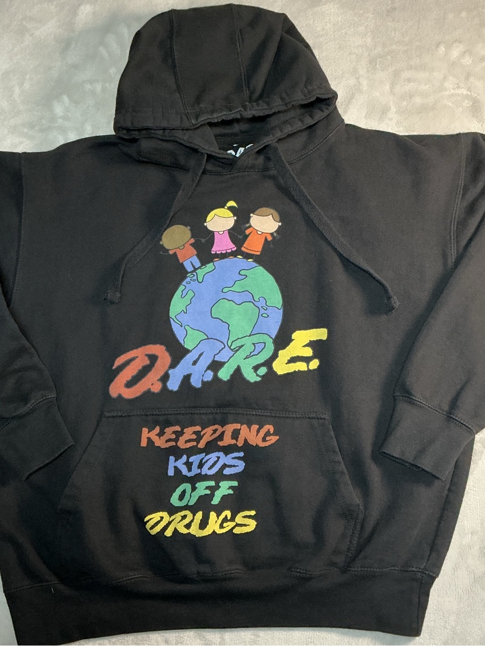 DARE Official Licensed Hoodie Keeping Kids Off Drugs Black Pullover Adult Large